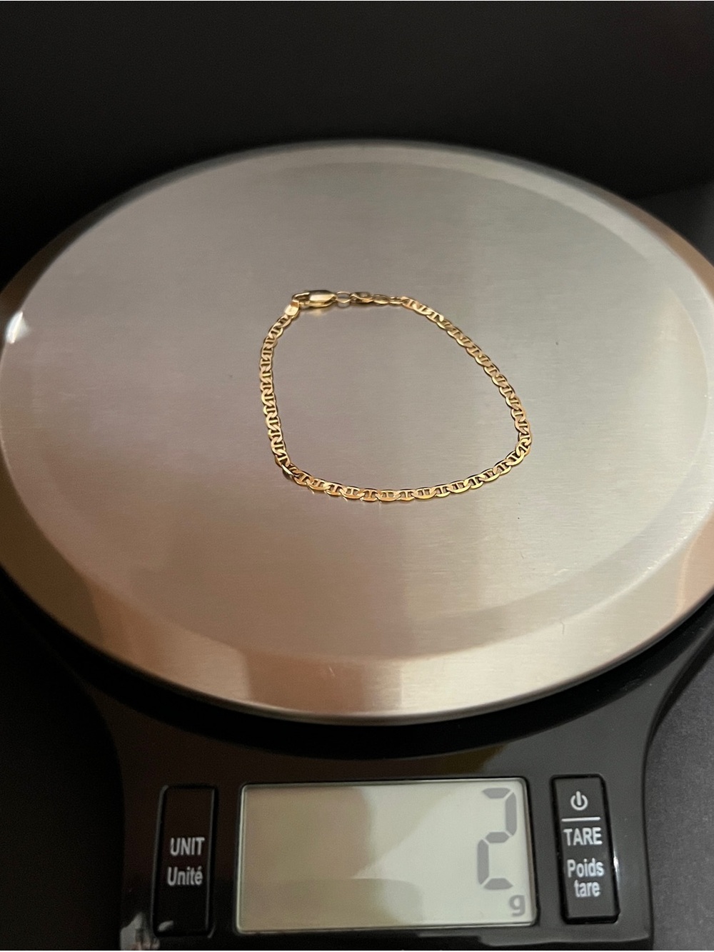 14K Mariner/Anchor Link Bracelet, 2g, 2mm, 7in - Picture 13 of 13